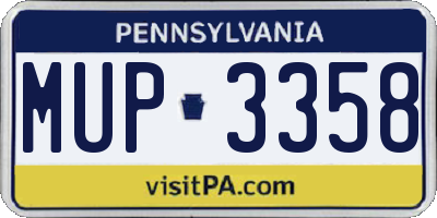 PA license plate MUP3358