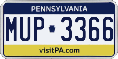 PA license plate MUP3366