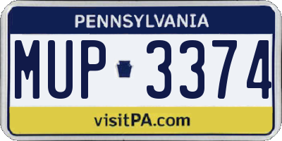 PA license plate MUP3374