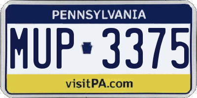 PA license plate MUP3375