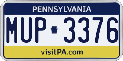 PA license plate MUP3376