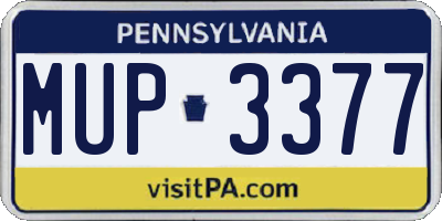 PA license plate MUP3377