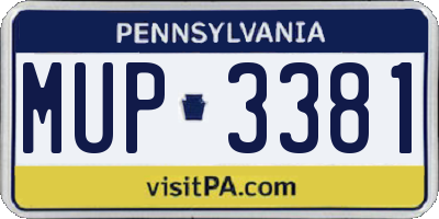 PA license plate MUP3381