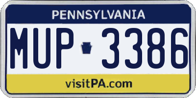 PA license plate MUP3386