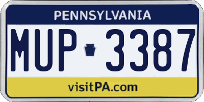 PA license plate MUP3387