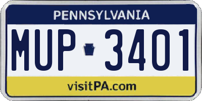 PA license plate MUP3401