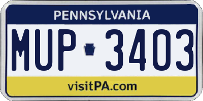 PA license plate MUP3403