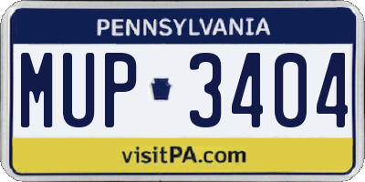 PA license plate MUP3404