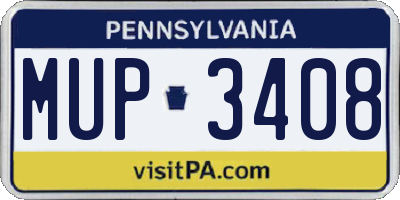 PA license plate MUP3408