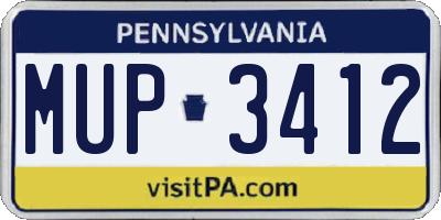 PA license plate MUP3412