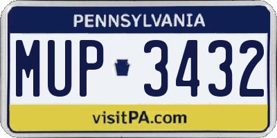 PA license plate MUP3432