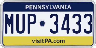 PA license plate MUP3433