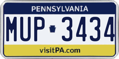 PA license plate MUP3434