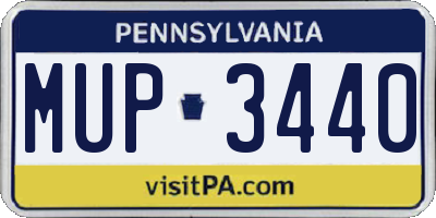 PA license plate MUP3440