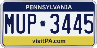 PA license plate MUP3445