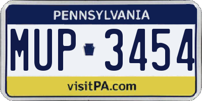 PA license plate MUP3454