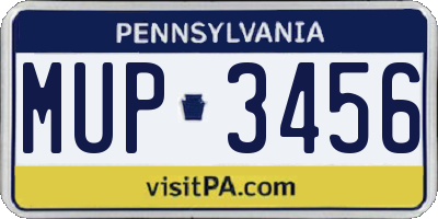 PA license plate MUP3456