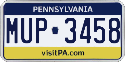 PA license plate MUP3458