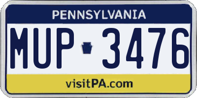 PA license plate MUP3476