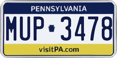PA license plate MUP3478
