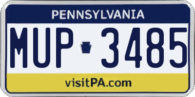 PA license plate MUP3485