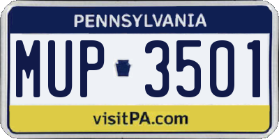 PA license plate MUP3501