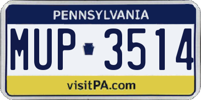 PA license plate MUP3514