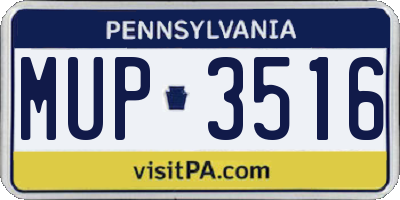 PA license plate MUP3516