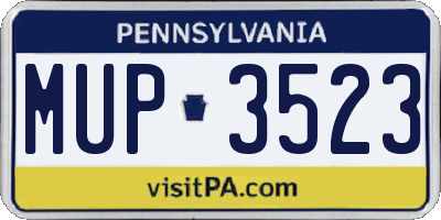 PA license plate MUP3523