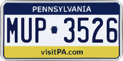 PA license plate MUP3526