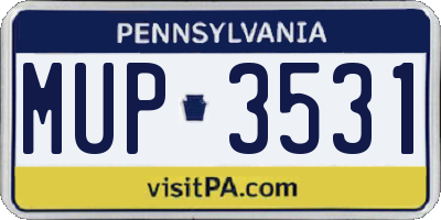 PA license plate MUP3531