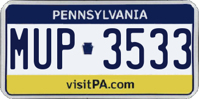 PA license plate MUP3533