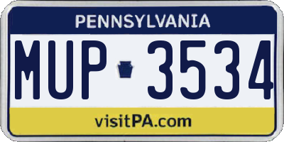 PA license plate MUP3534