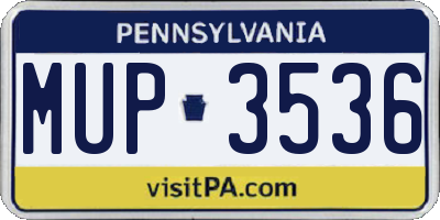 PA license plate MUP3536