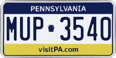 PA license plate MUP3540