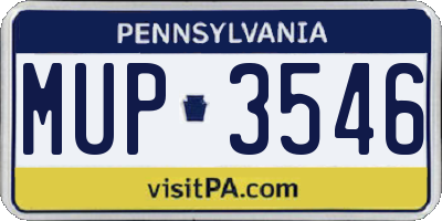 PA license plate MUP3546