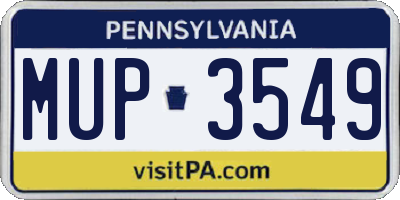 PA license plate MUP3549