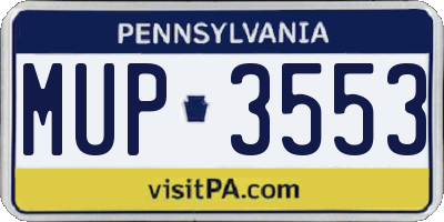 PA license plate MUP3553