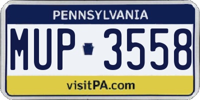 PA license plate MUP3558