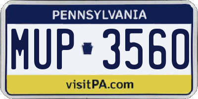 PA license plate MUP3560