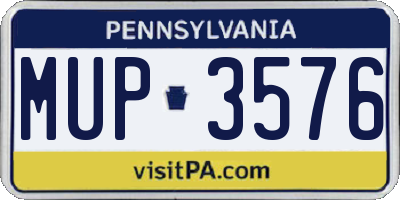 PA license plate MUP3576