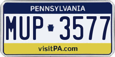 PA license plate MUP3577