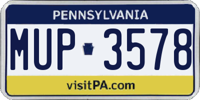 PA license plate MUP3578