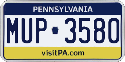PA license plate MUP3580