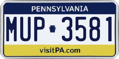 PA license plate MUP3581