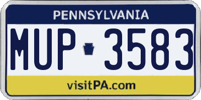PA license plate MUP3583
