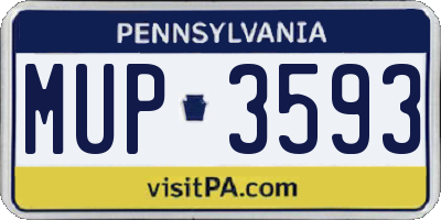 PA license plate MUP3593