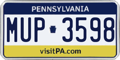 PA license plate MUP3598