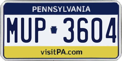 PA license plate MUP3604
