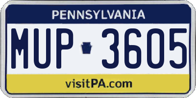 PA license plate MUP3605